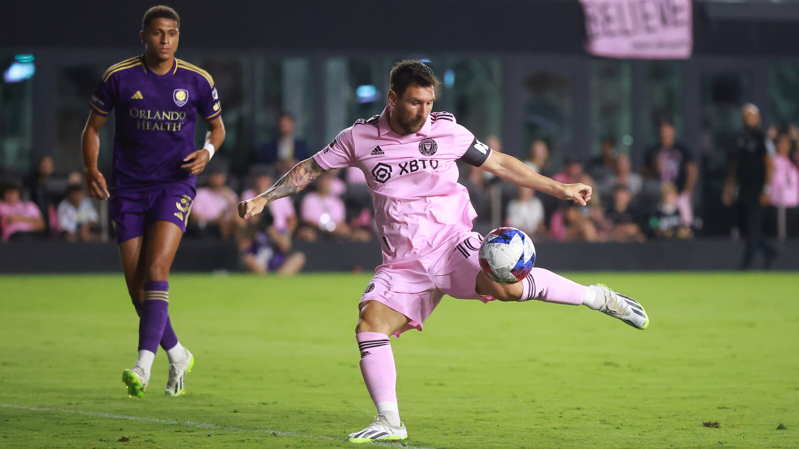 Messi Heads It Down, Lifts It Over…